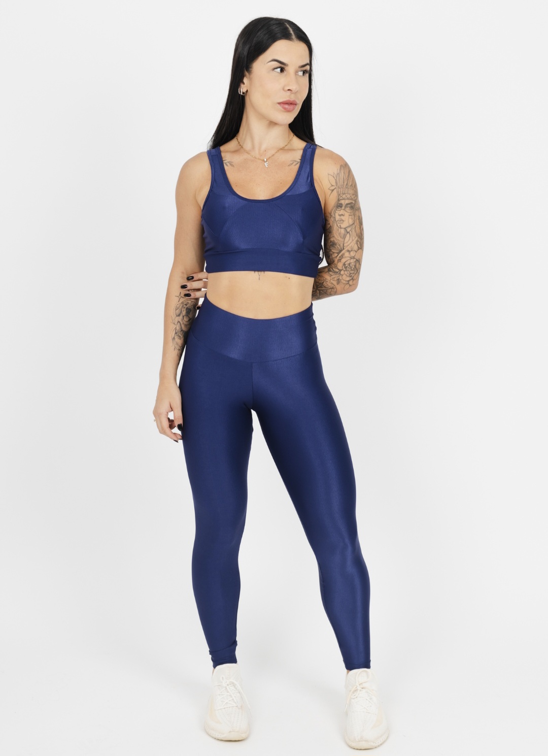 Conjunto Cós Básico de Compressão Azul Marinho