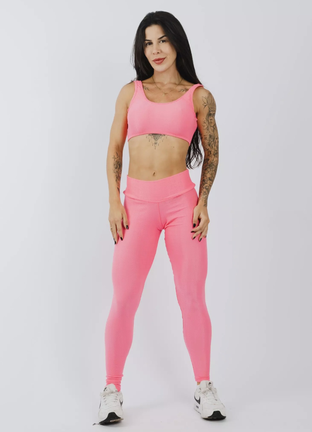 Conjunto Calça Cós Básico com Textura Rosa