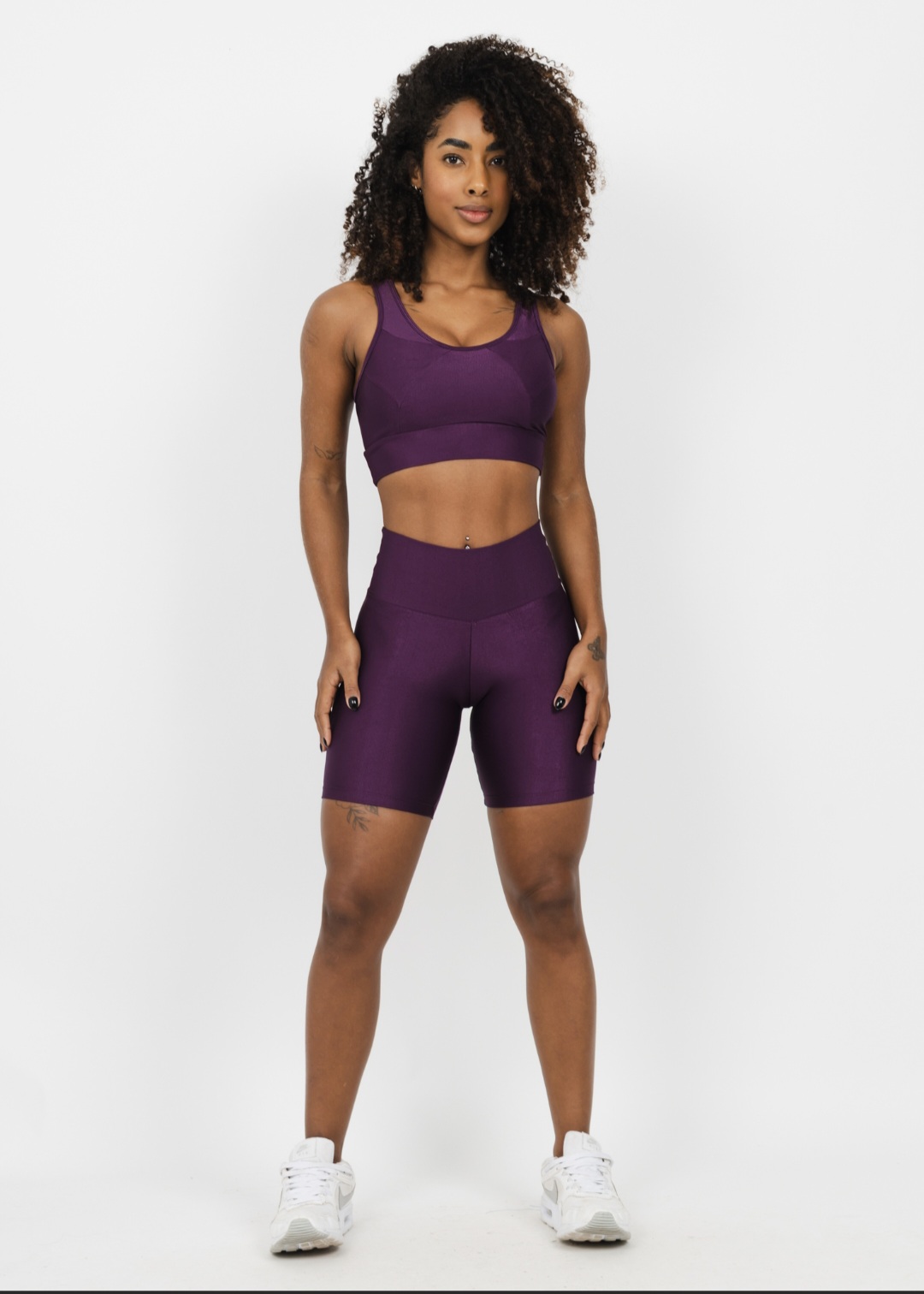 Conjunto Bermuda Cós Básico de Compressão Açaí