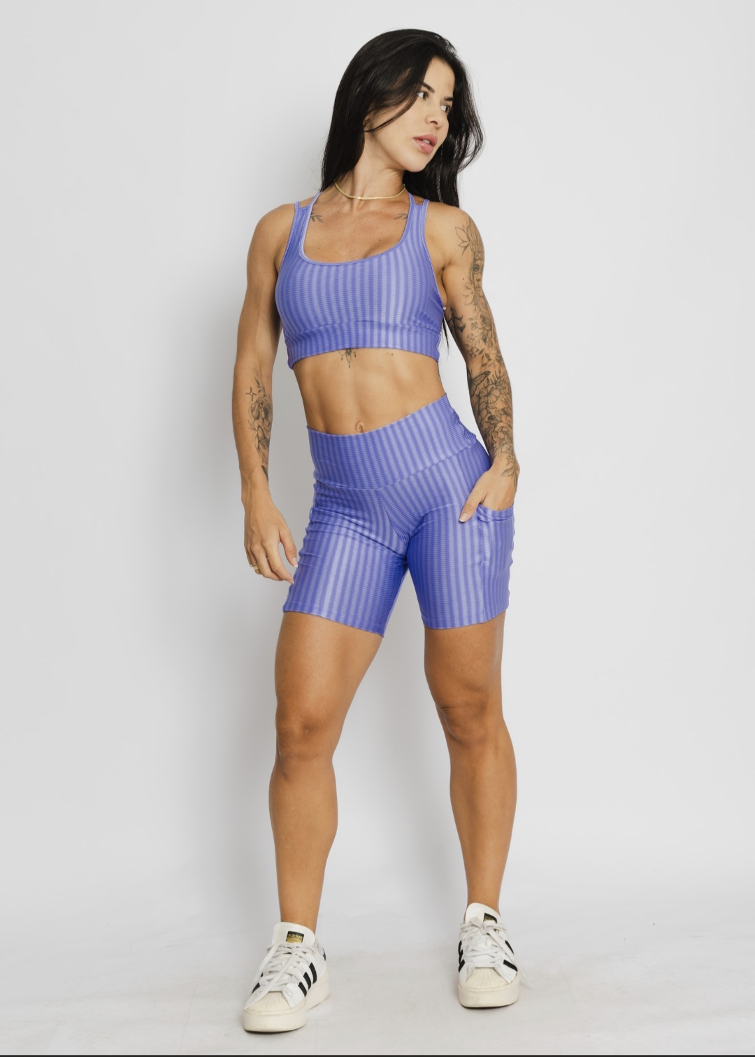 Conjunto de Bermuda Cós Básico Cirré Lavanda