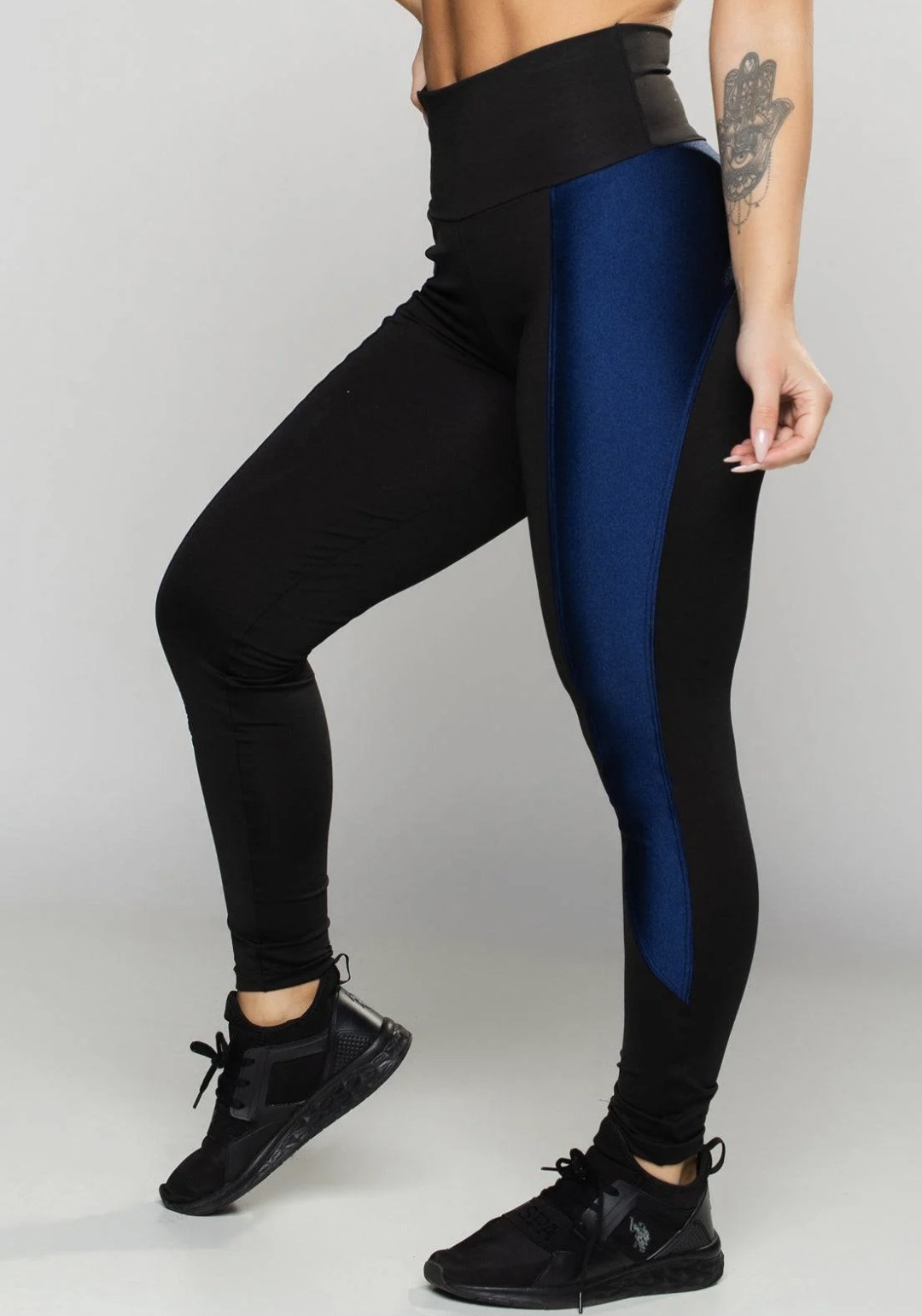 Calça Suplex Preta Faixa Lateral Azul